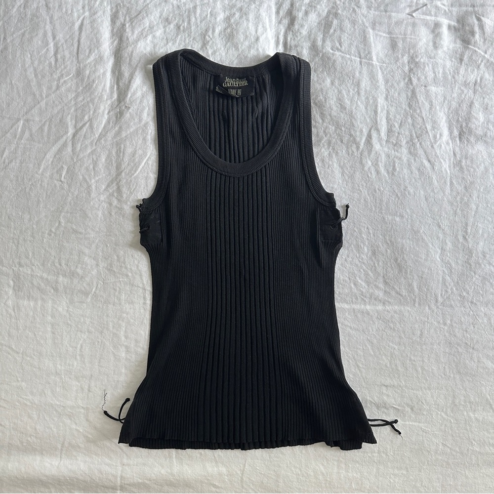 Jean Paul Gaultier Black Ribbed Tank Top